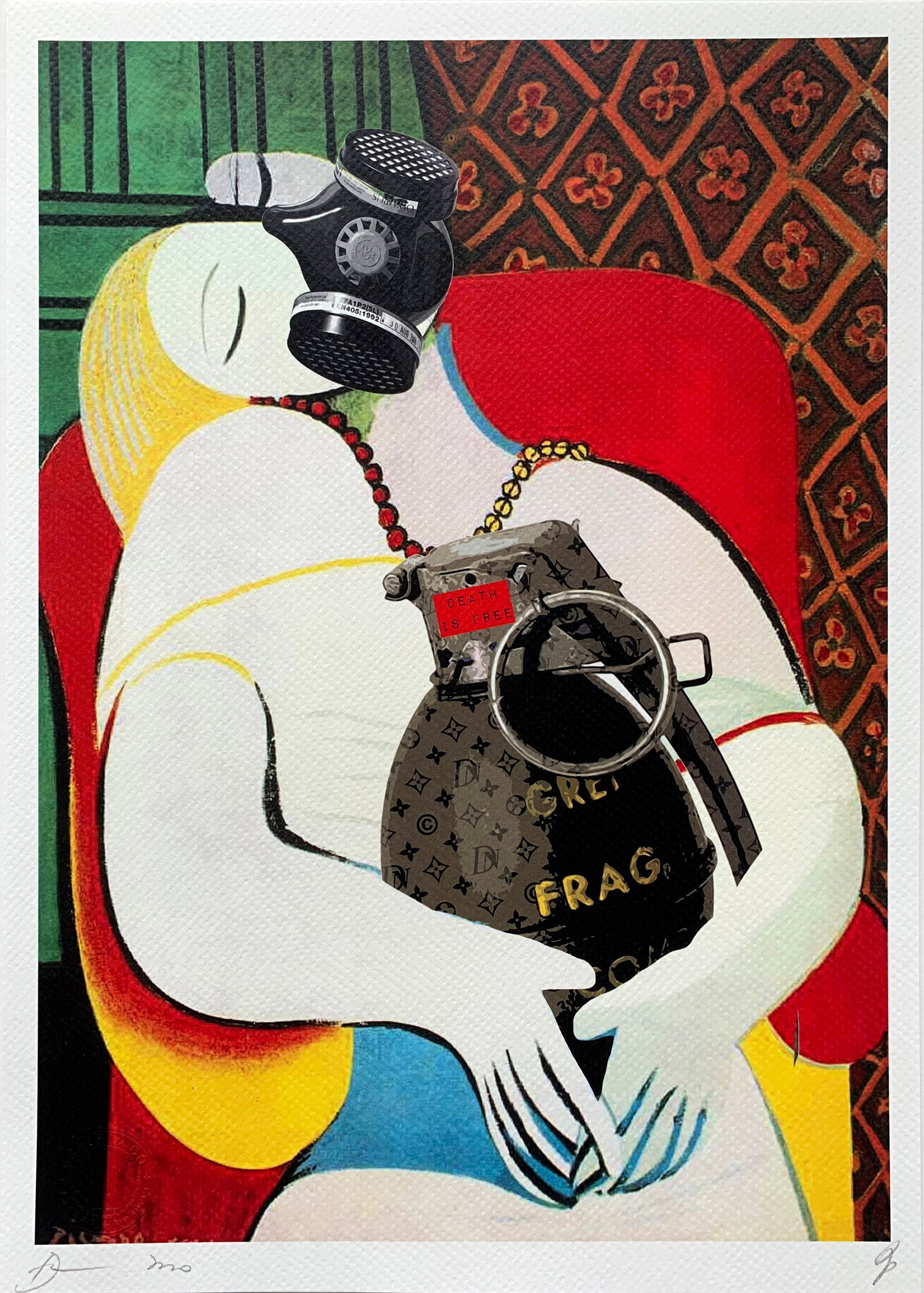 Death NYC Picasso Le Reve: Title: Death NYC Picasso Le ReveDate/Period: 21st CenturyMaterials:Giclee on Fine art 300 gsm paperSize:17 3/4 x 12 1/2 inchesDescription:Artist: Death NYC, limited edition giclee on paper, out of