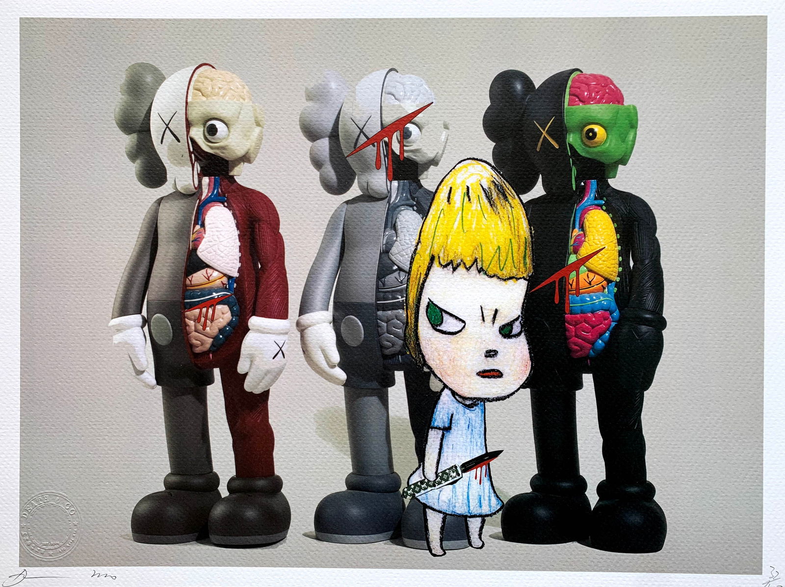 Death NYC Kaws: Title: Death NYC KawsDate/Period: 21st CenturyMaterials:Giclee on Fine art 300 gsm paperSize:17 3/4 x 12 1/2 inchesDescription:Artist: Death NYC, limited edition giclee on paper, out of eddition of