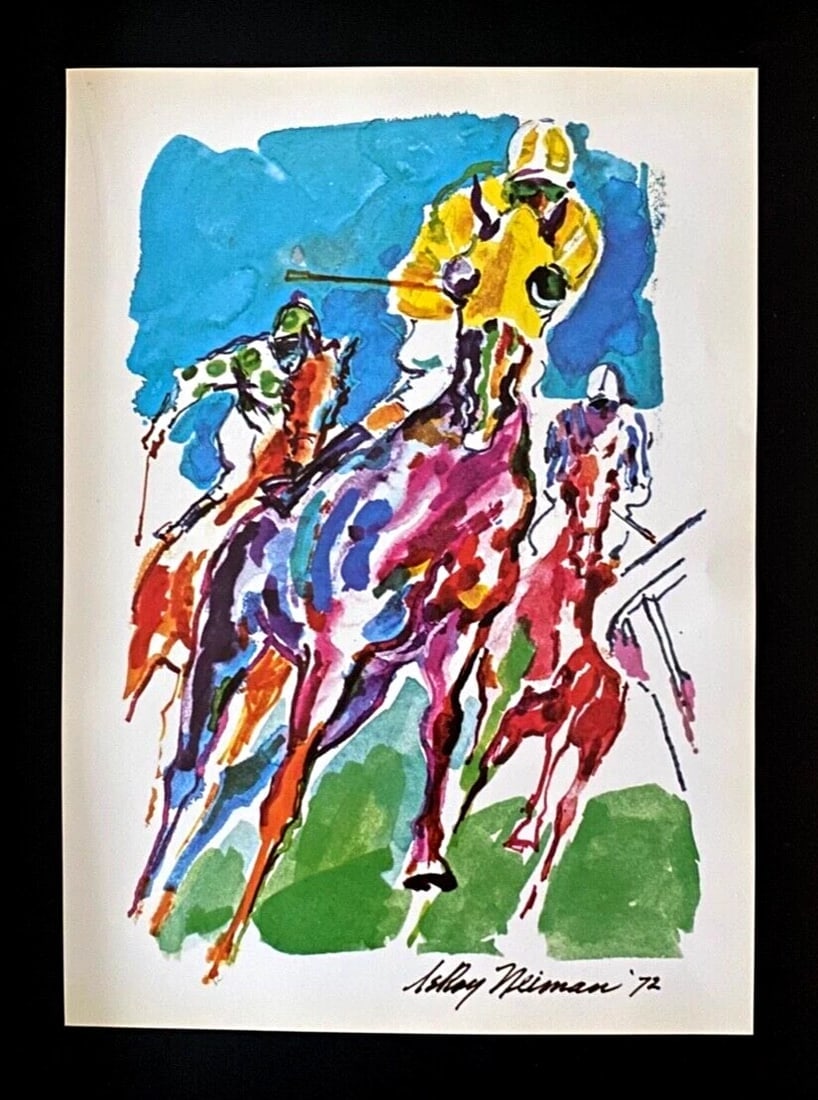 LEROY NEIMAN + HORSE RACING + CIRCA 1970'S + SIGNED PRINT FRAMED! - 2