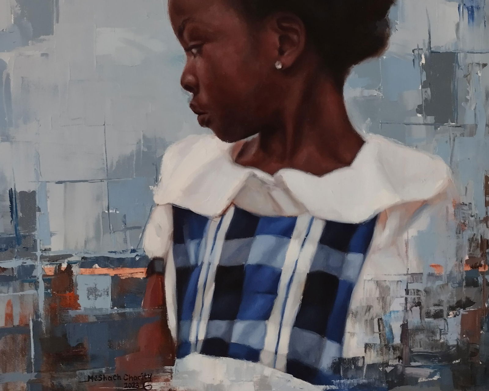 Meshach Charity, Echoes of Grace - 21st Century, Contemporary, Figurative, School Girl Uniform, 2022 - 2