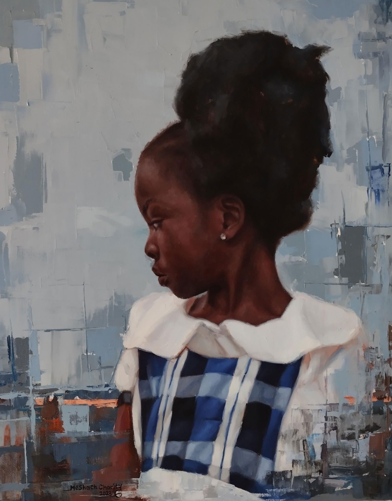Meshach Charity, Echoes of Grace - 21st Century, Contemporary, Figurative, School Girl Uniform, 2022 - 4