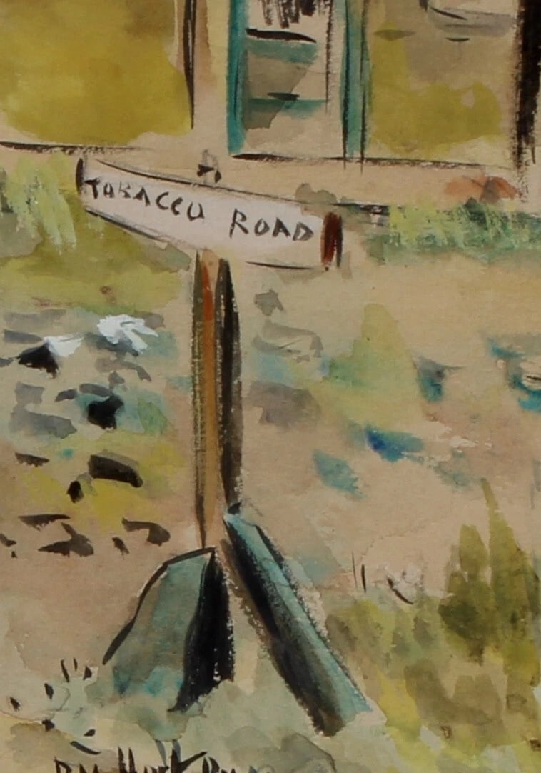 SOCIAL REALISM SHARECROPPER'S HOUSE TOBACCO ROAD 1945 watercolor Berthold Herko - 5