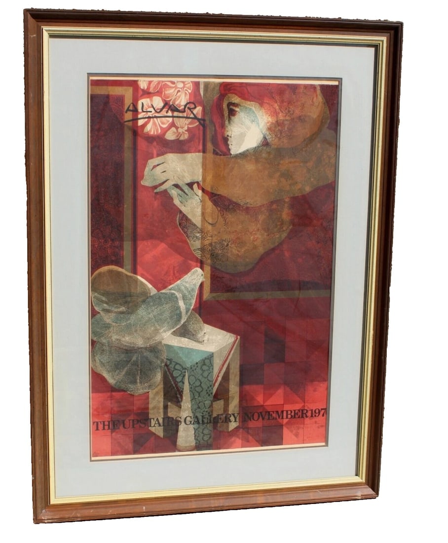 SUNOL ALVAR The Upstairs Gallery Exhibition Poster 1976 Hand Signed - 2