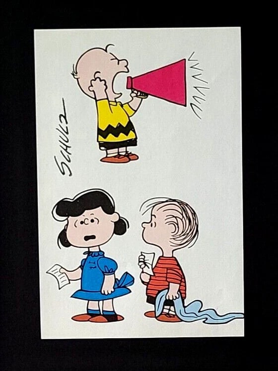 Charles Schulz Snoopy Peanuts Signed 1968 Christmas Cartoon Print Framed - 2