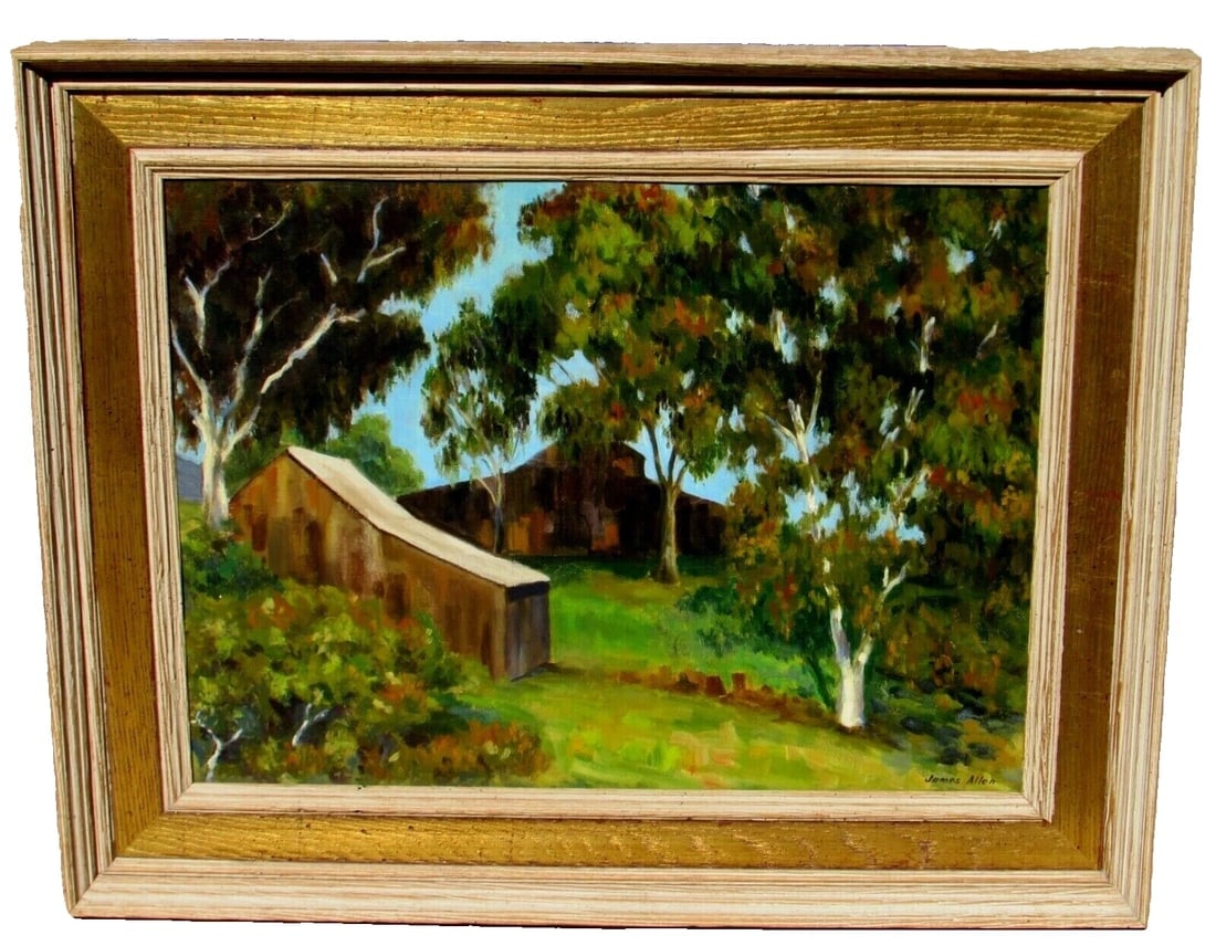 JAMES ALLEN Impressionist Landscape with Barns Original oil painting - 2