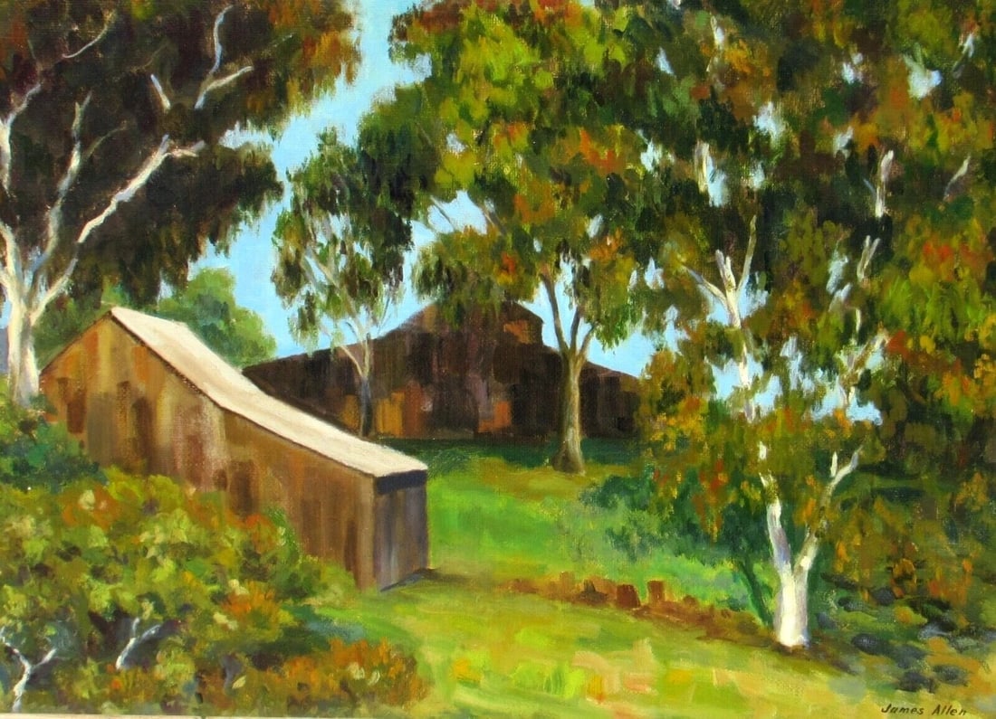 JAMES ALLEN Impressionist Landscape with Barns Original oil painting - 3