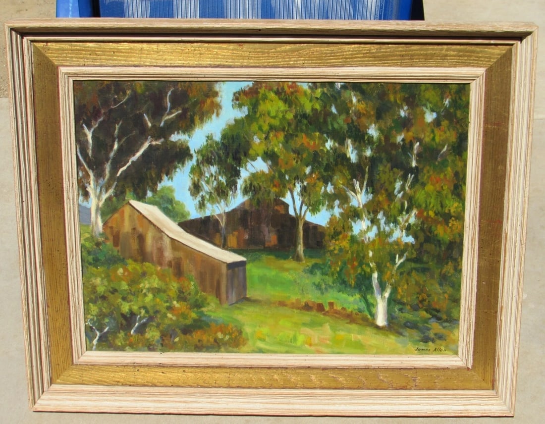JAMES ALLEN Impressionist Landscape with Barns Original oil painting - 6