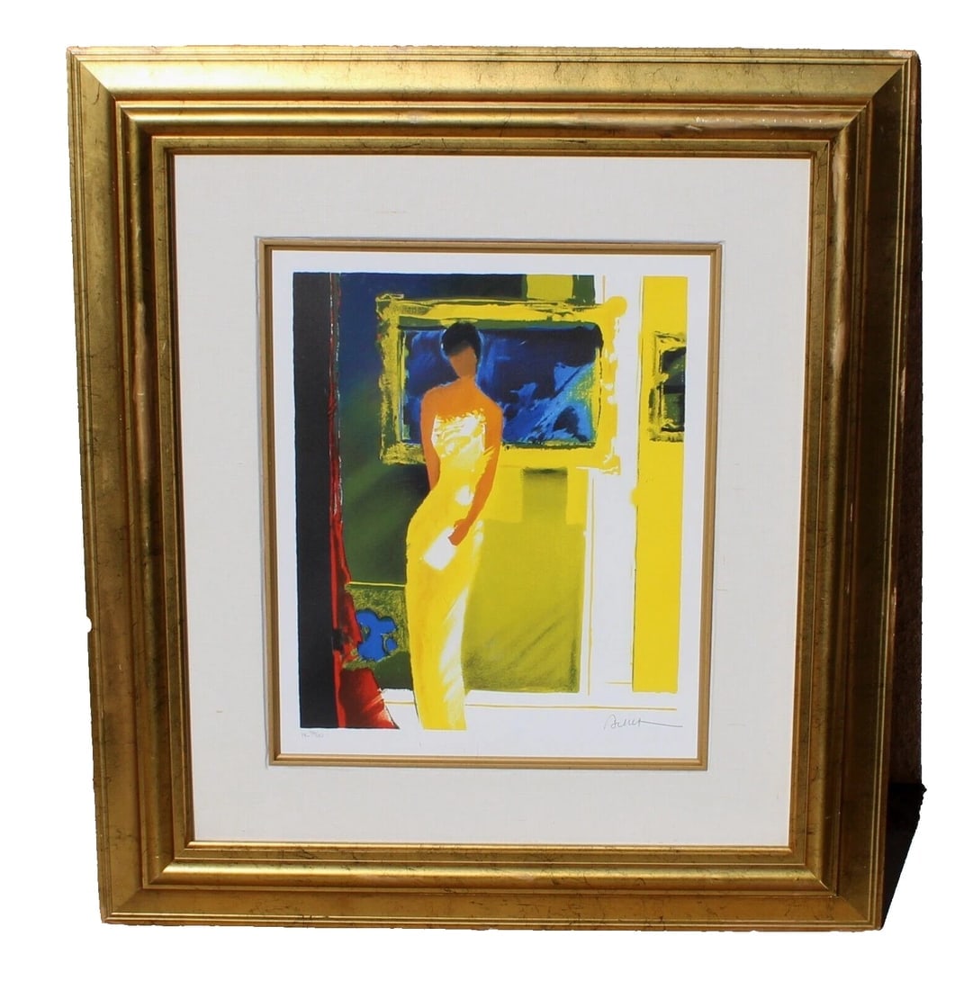EMILE BELLET Artist's Proof Lithograph "Exposition" Fauvist Woman in Yellow Gown - 2