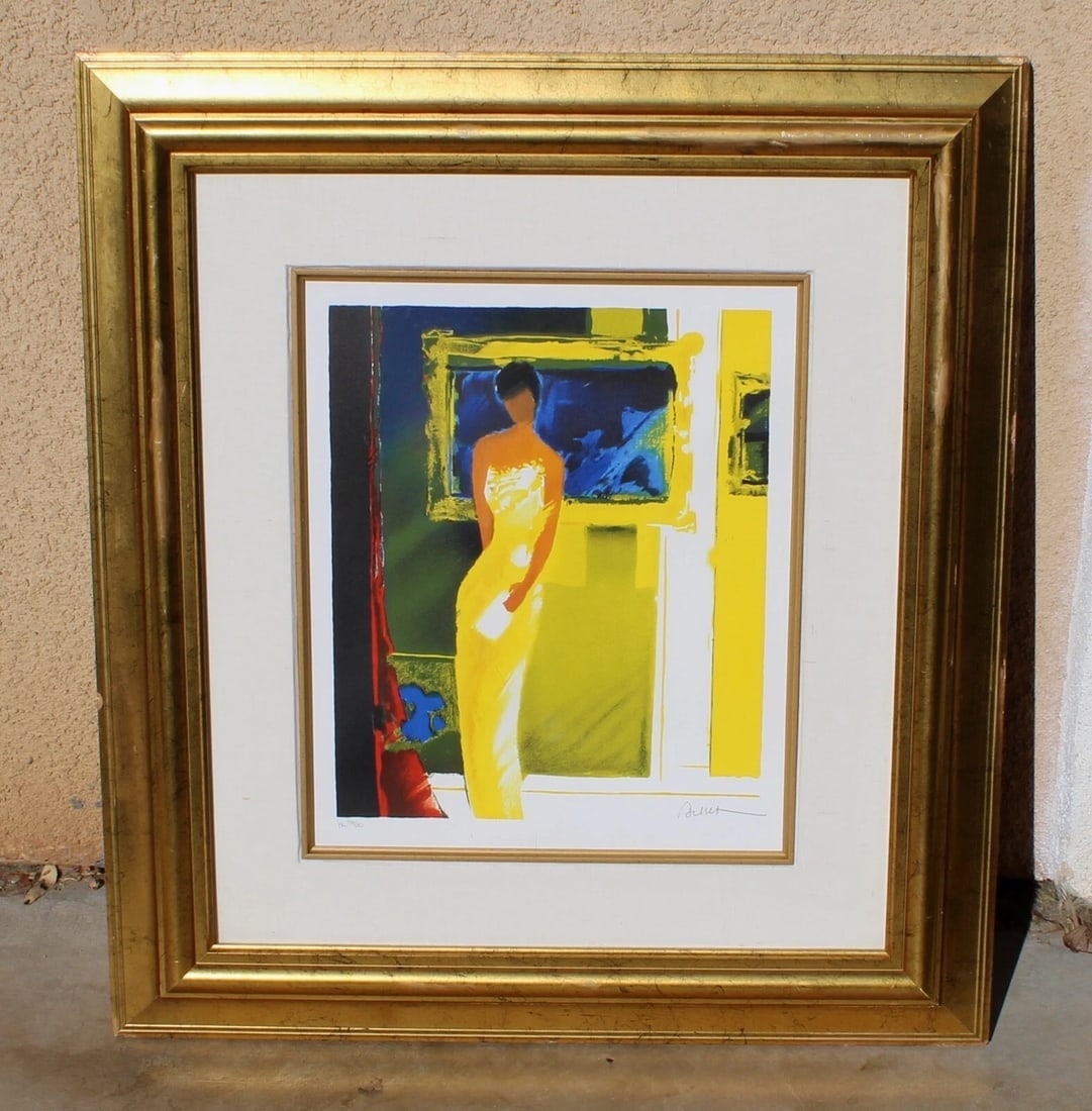 EMILE BELLET Artist's Proof Lithograph "Exposition" Fauvist Woman in Yellow Gown - 3