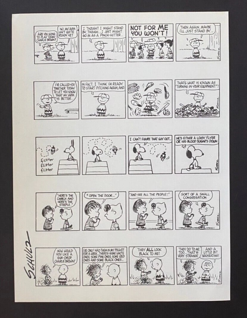 Charles Schulz Snoopy Peanuts 1968 Signed Vintage Print New Frame - 2