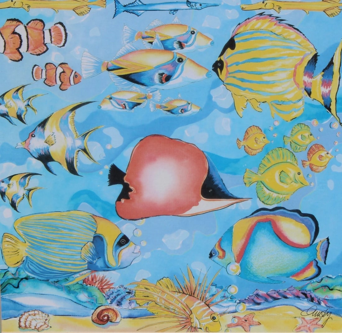 ANNE ORMSBY Tropical Fish Lithograph Plate Signed/Framed - 5