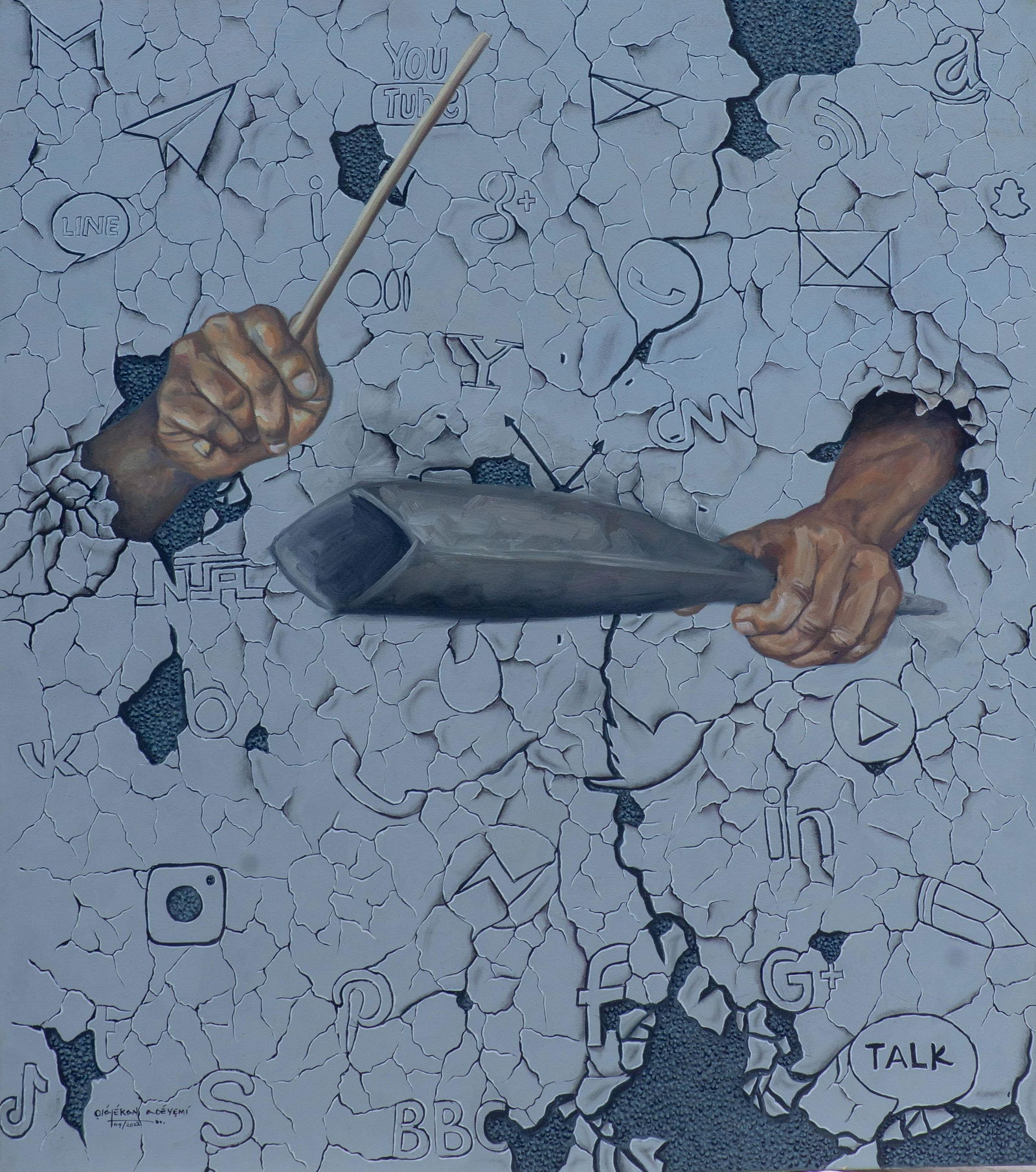 Olalekan Adeyemi, Agogo -21st Century, Contemporary, Figurative Expressionist, Puzzle, Oil, Africa, - 2