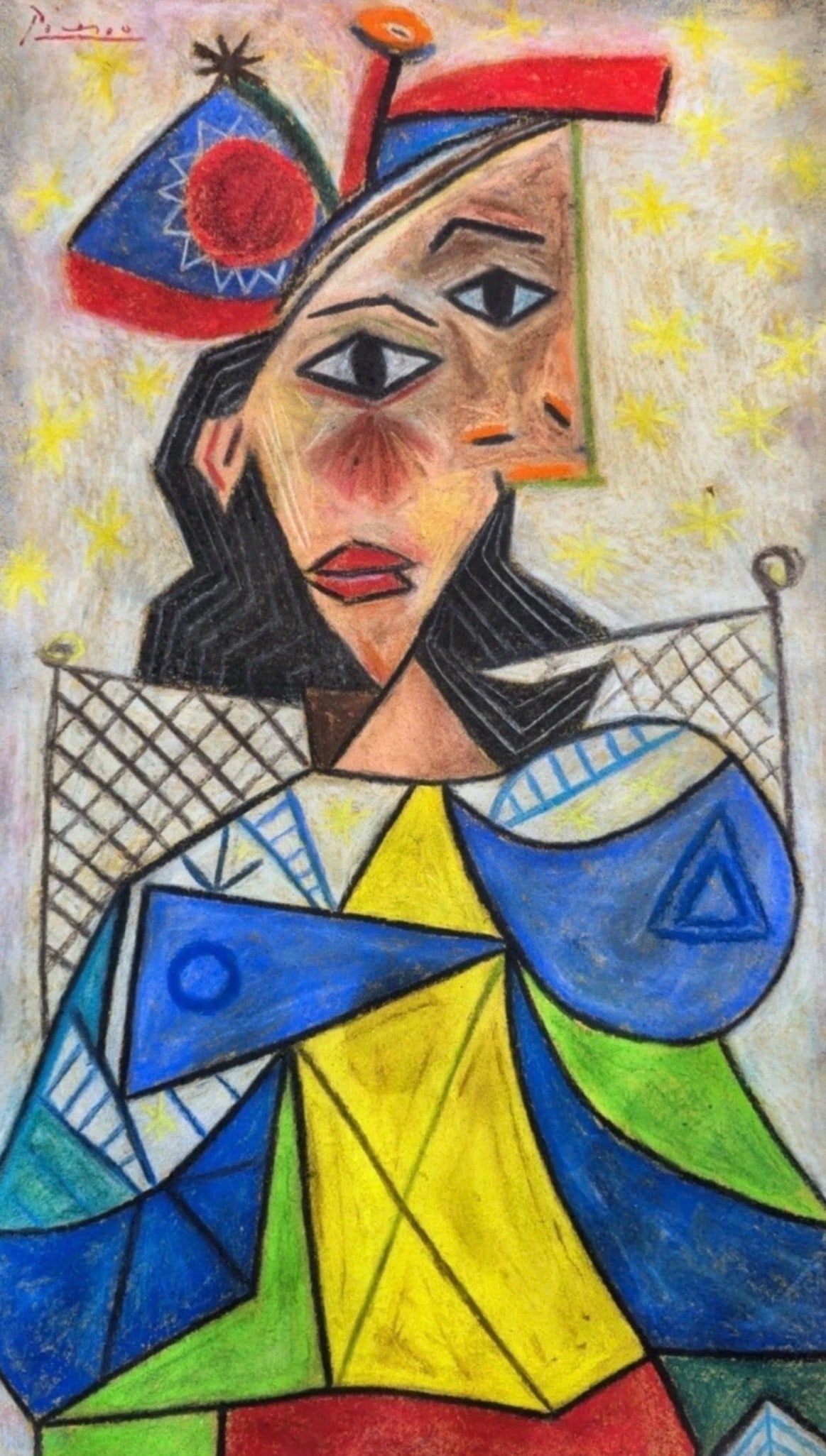 Pablo Picasso Painting Hand Signed Pastel On Original: Title:Pablo Picasso Painting Hand Signed Pastel On Original Description:PABLO PICASSO (1881-1973) Unframed)Dame assise au chapeau pastel on paper cm 45 × 26 (17.7 × 10.2 in) signed upper leftIn this