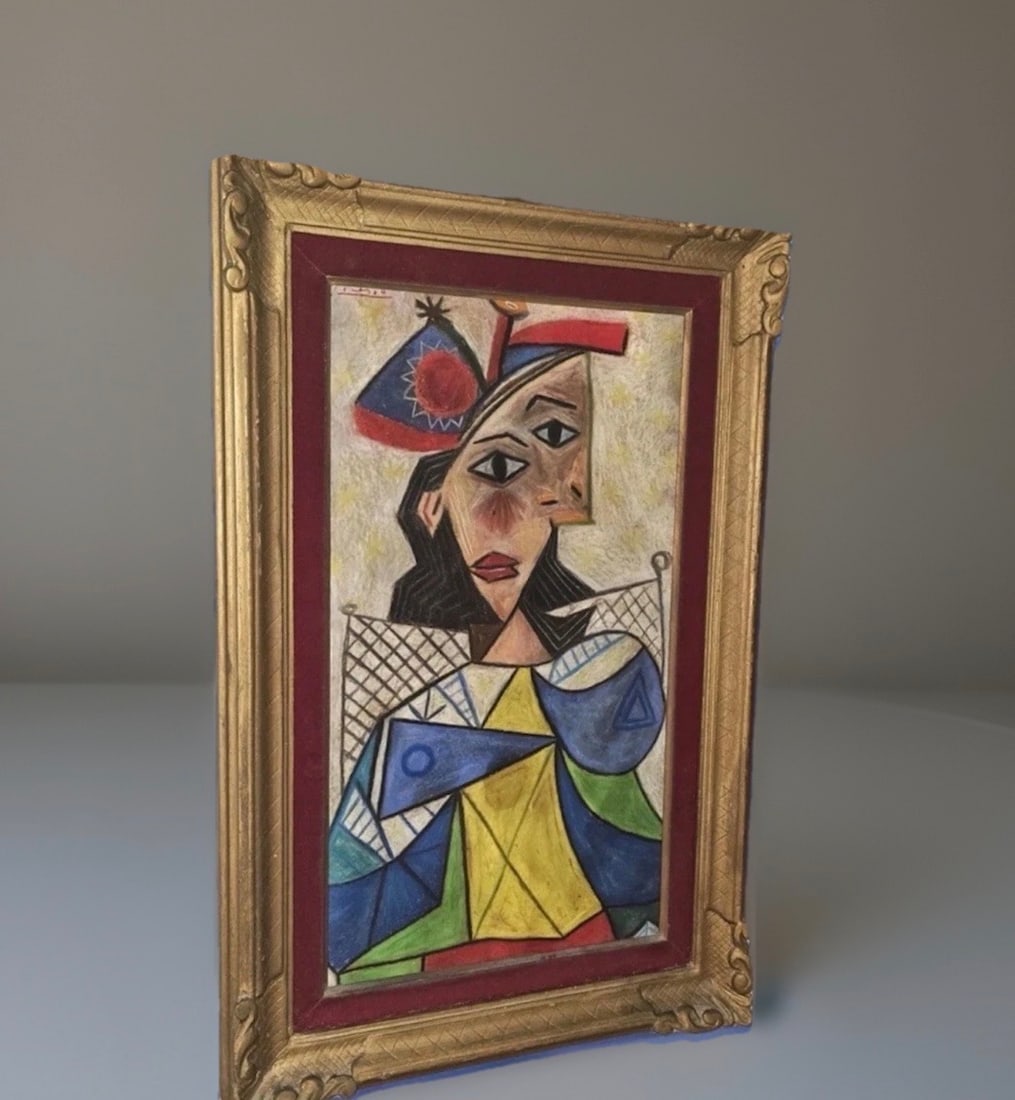 Pablo Picasso Painting Hand Signed Pastel On Original - 2