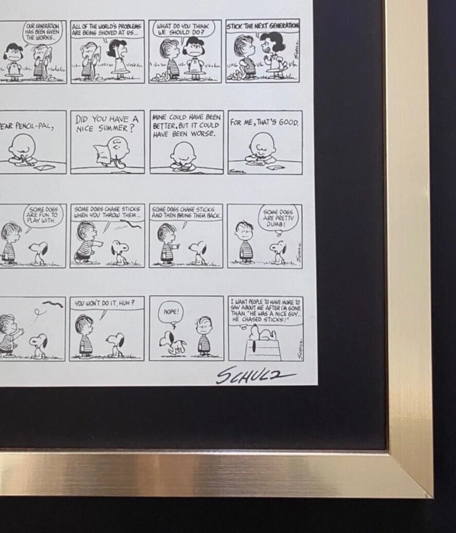 Charles Schulz Snoopy Peanuts 1968 Signed Vintage Print New Frame - 2