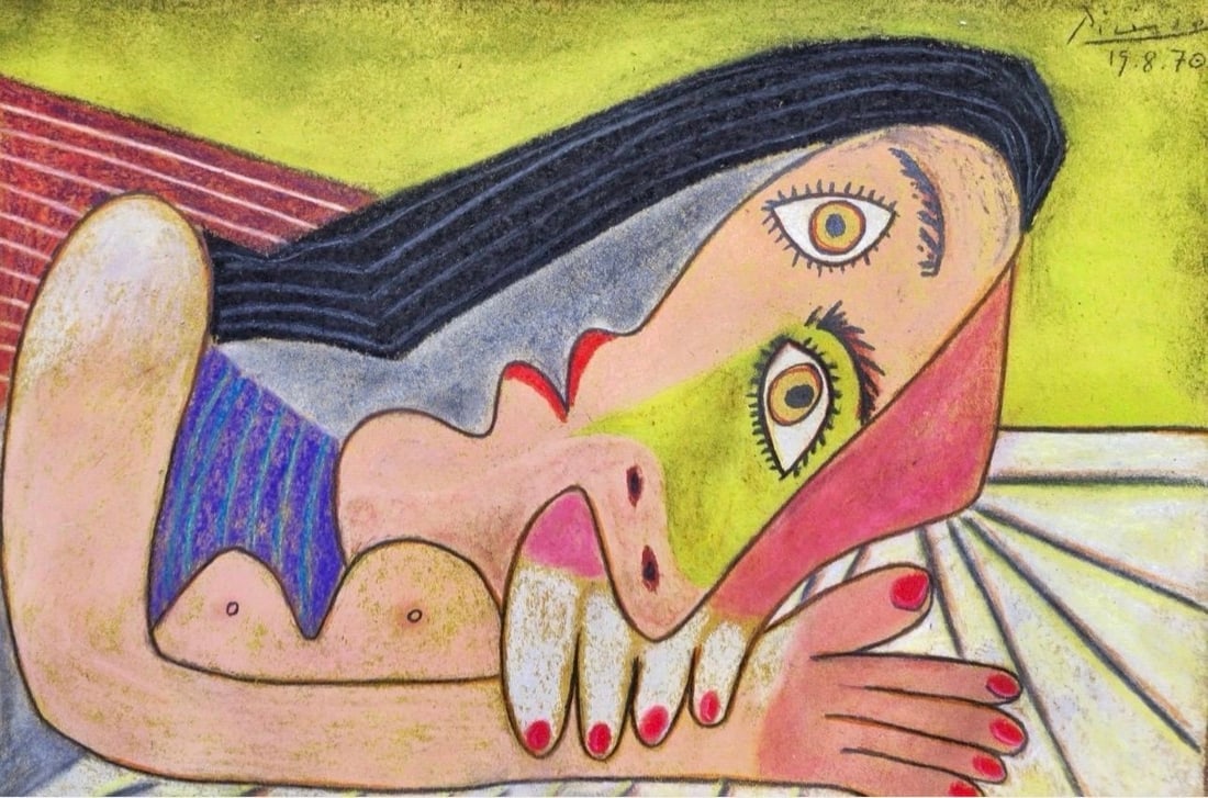 COPY AFTER Pablo Picasso Painting Pastels On OriginalPaper Hand Signed - 2