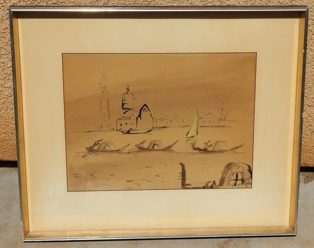 GIORGIO VALENZIN Fine Gallery Original Watercolor and Ink Painting Venetian Fog - 3