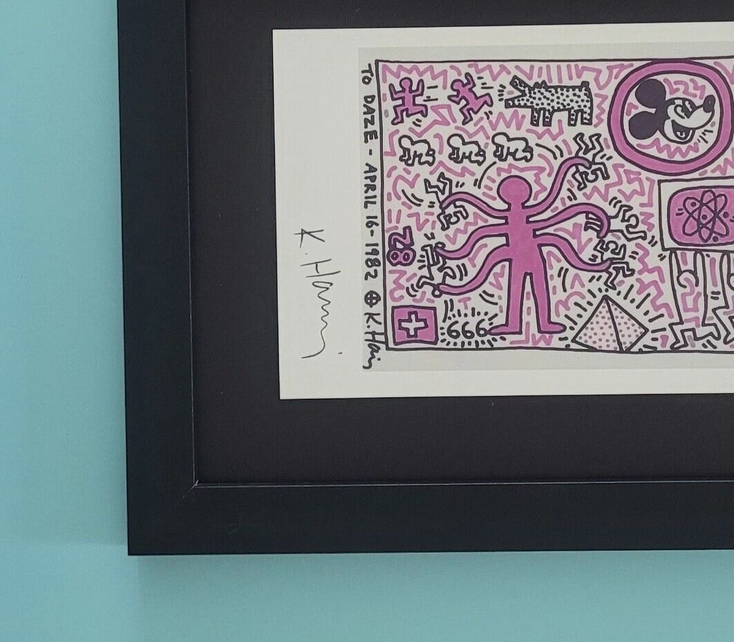 KEITH HARING + SIGNED VINTAGE 1989 PRINT FRAMED - 2