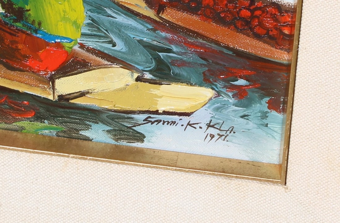 Mid Century Thai Floating Marketplace oil painting 1971 - 5