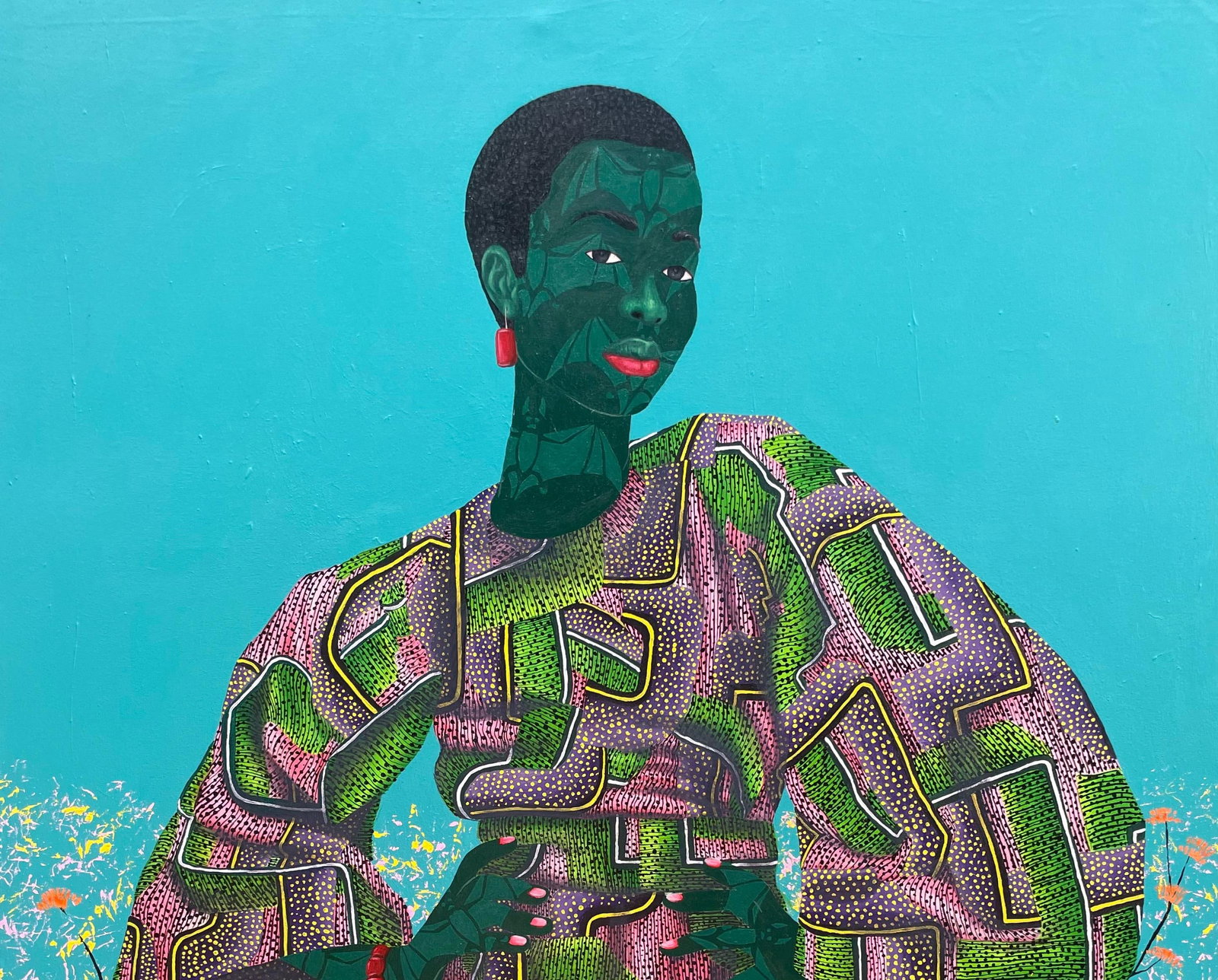 Oluwafemi Afolabi, Inner Nature 4 - 21st Century, Contemporary, Figurative, Women on African Fabric, - 6