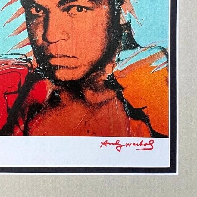 ANDY WARHOL + 1984 SIGNED MUHAMMAD ALI POP ART + FRAMED + READY TO HANG + BOXING - 2