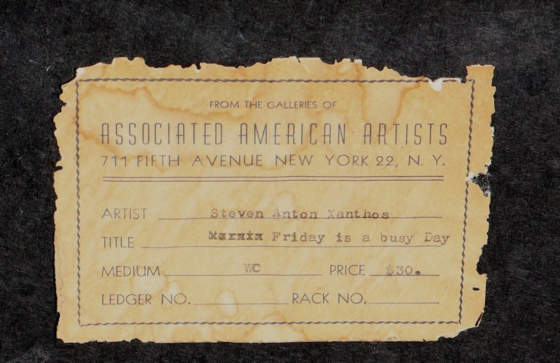 STEVEN ANTON XANTHOS Old Associated American Artists Watercolor &Ink Fish Market - 7