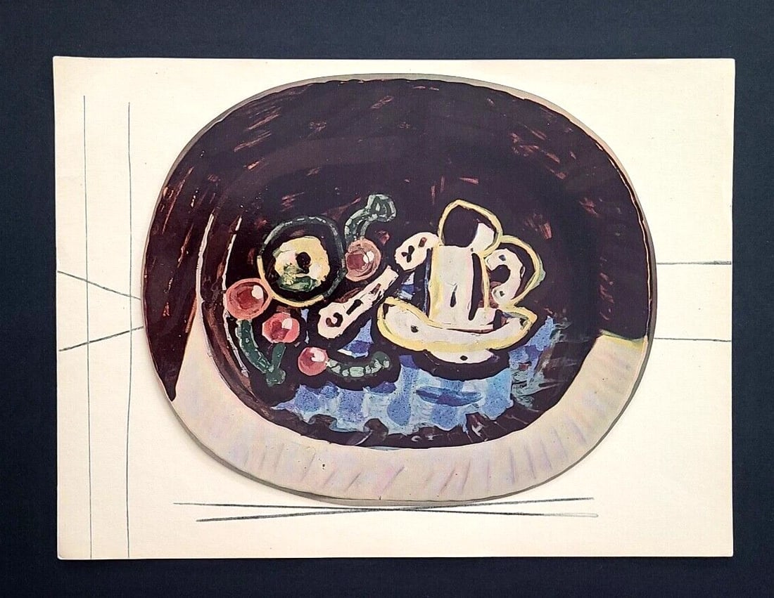 PABLO PICASSO BEAUTIFUL VINTAGE 1948 CERAMIQUE PRINT FRAMED + LARGE 16X20 in. - 2