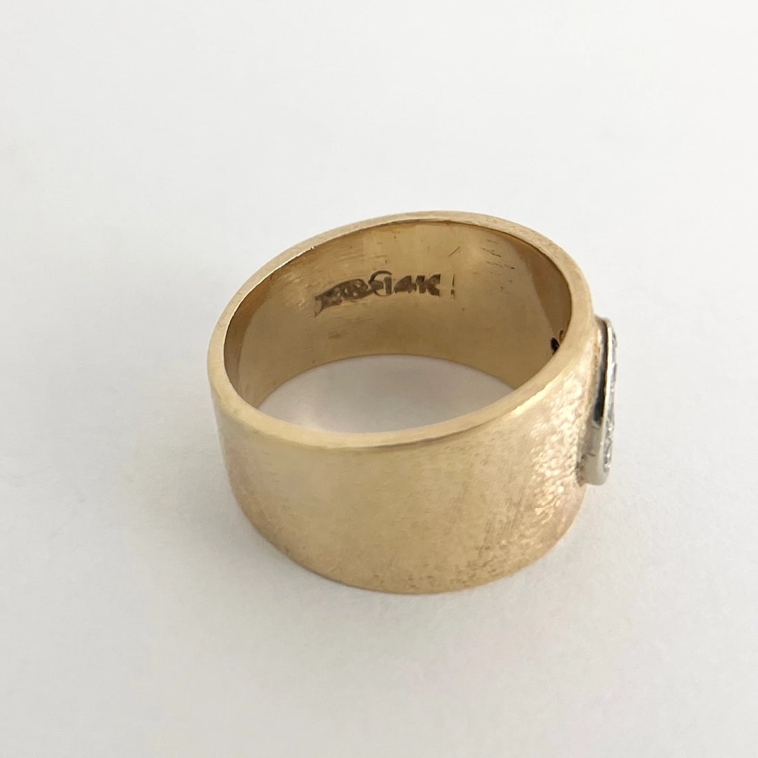 Vintage 1950's Wide Pave Diamond Heart Ring 14K Yellow Gold, 7.64 Grams - 7