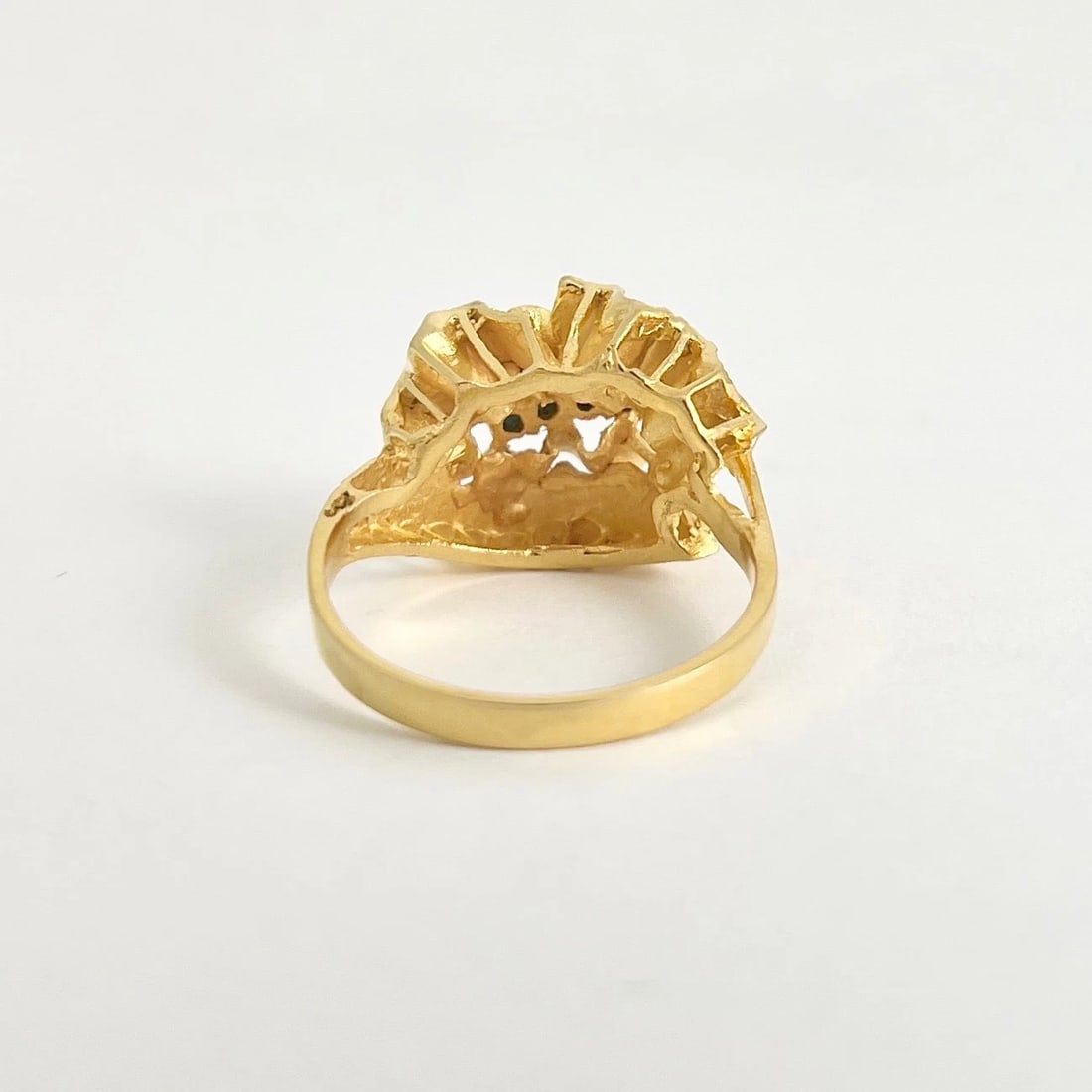 Vintage 1950's Cabochon Turquoise Ribbon Cocktail Ring 18K Yellow Gold, 5.87 Gr - 7