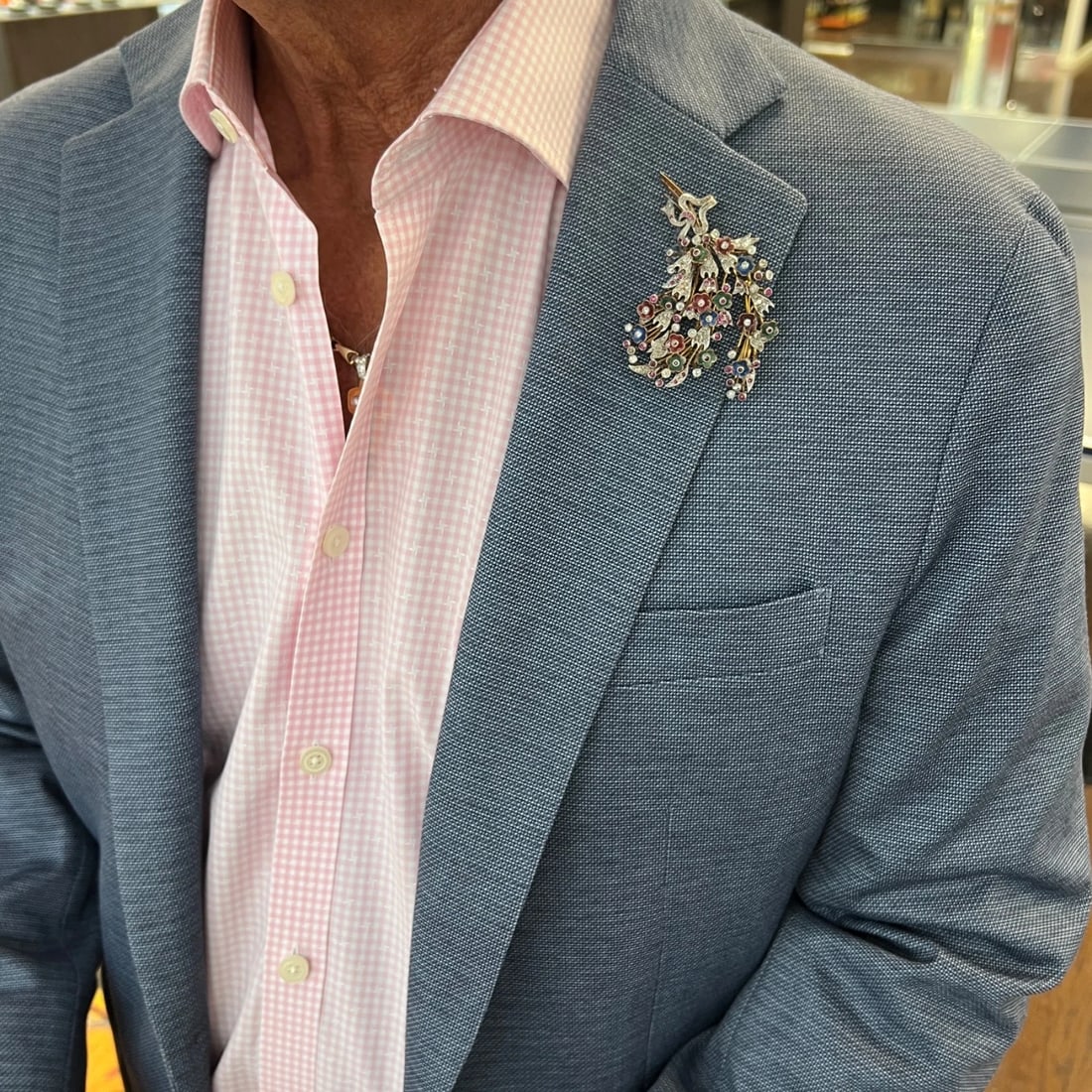 Antique Victorian Enamel Diamond Flower Spray Brooch 18K Yellow Gold, 34.49 Gram - 4