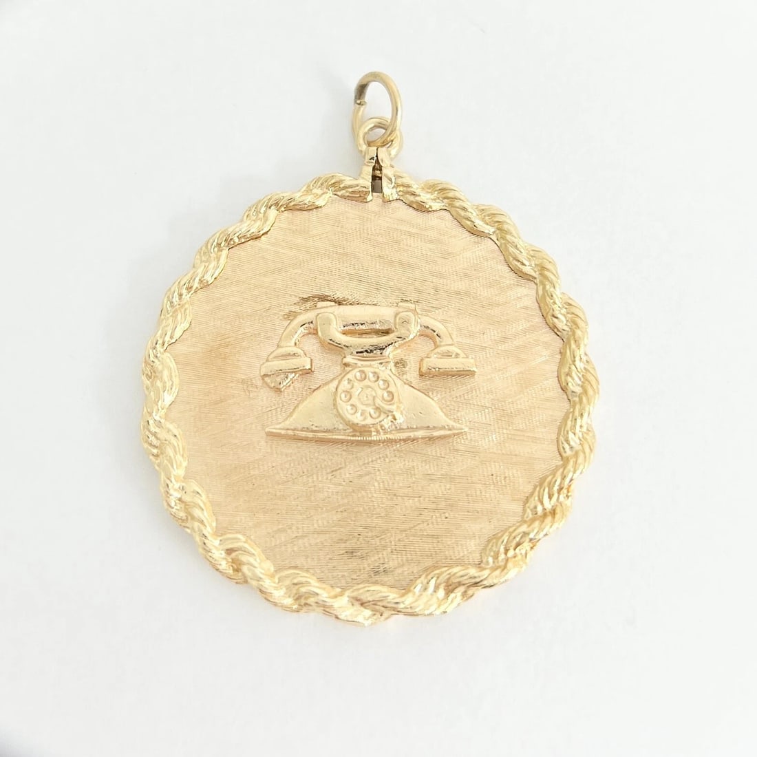 Vintage 25 Telephone Necklace Pendant Charm 14K Yellow Gold, 17.51 Grams - 2