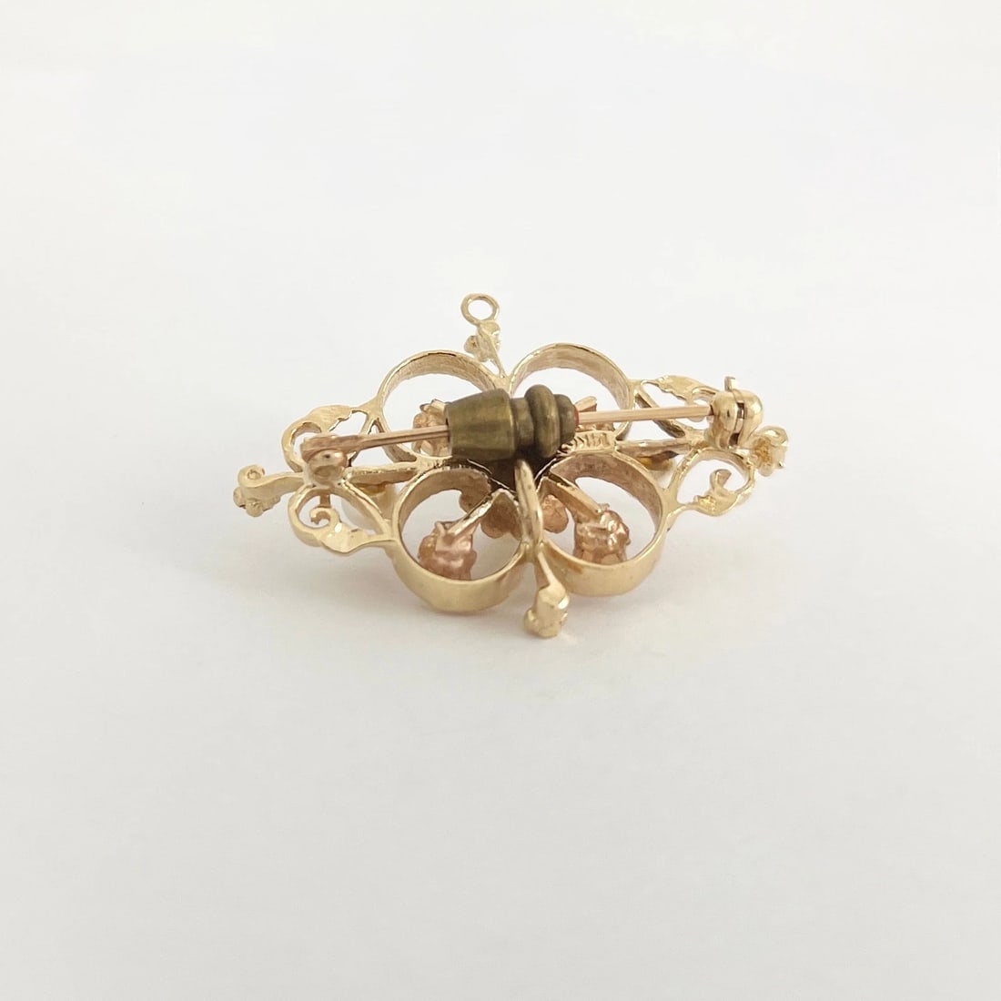 Vintage 1950's Pearl Opal Pendant Brooch Pin 14K Yellow Gold, 6.52 Grams - 7