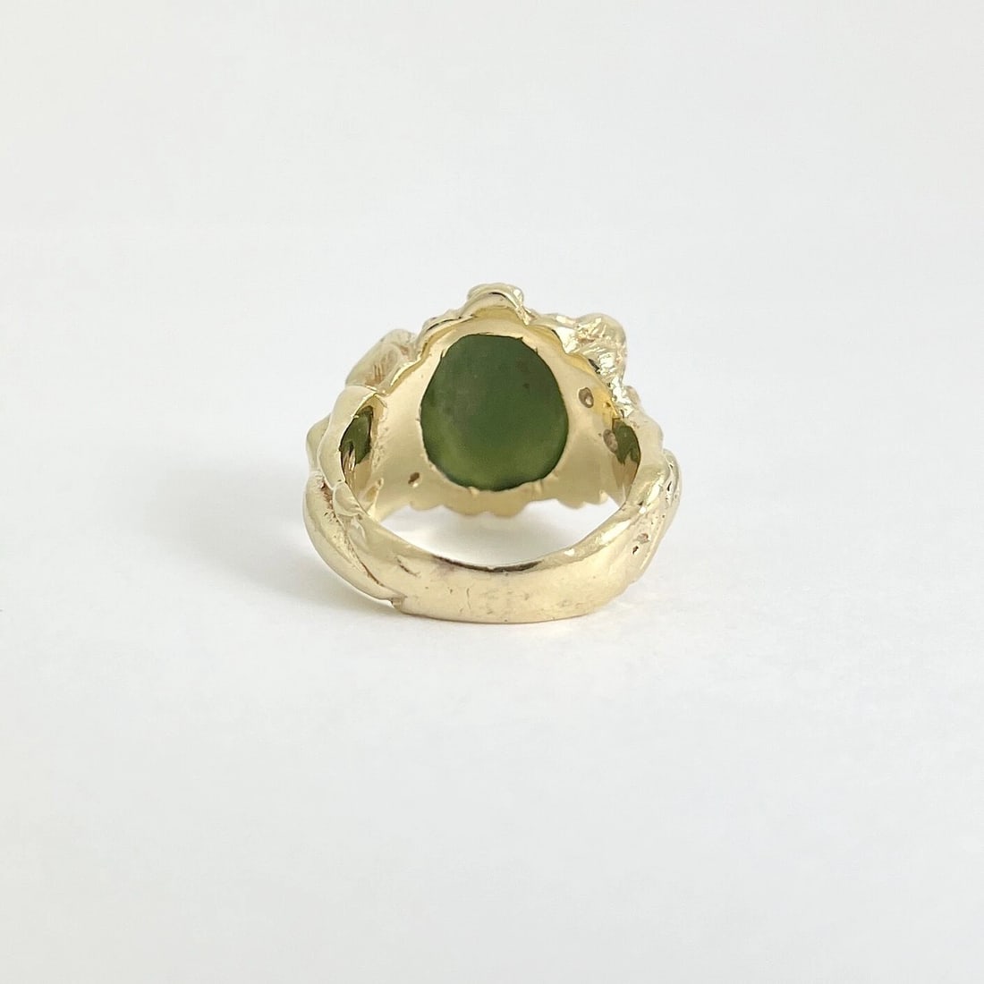 Antique Art Nouveau Jade Woman Female Figure Form Ring 14K Yellow Gold, 11.44 Gr - 7