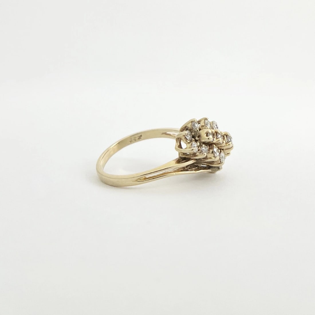 Vintage Diamond Cluster Cocktail Statement Ring 14K Yellow Gold, 4.55 Grams - 6