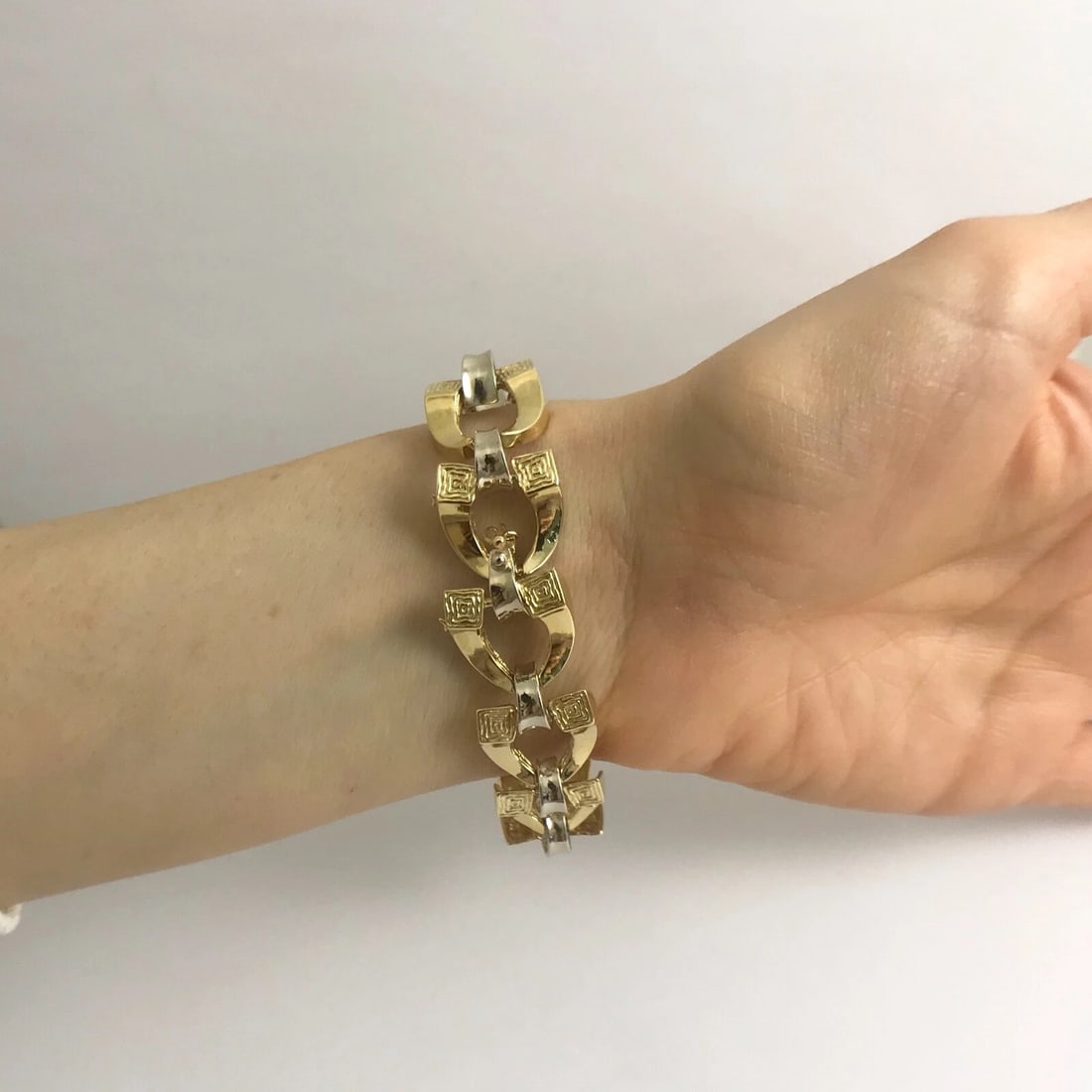 Vintage 1940's Two-Tone Horseshoe Chain Link Bracelet 18K Yellow Gold, 36.71 Gr - 5