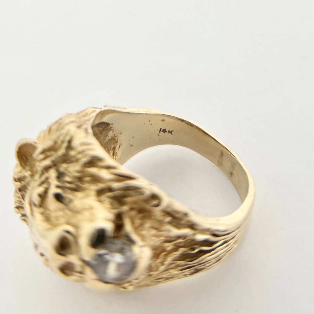 Vintage 1940's 1950's Diamond Lion Head Ring 14K Yellow Gold, 20.01 Grams - 12