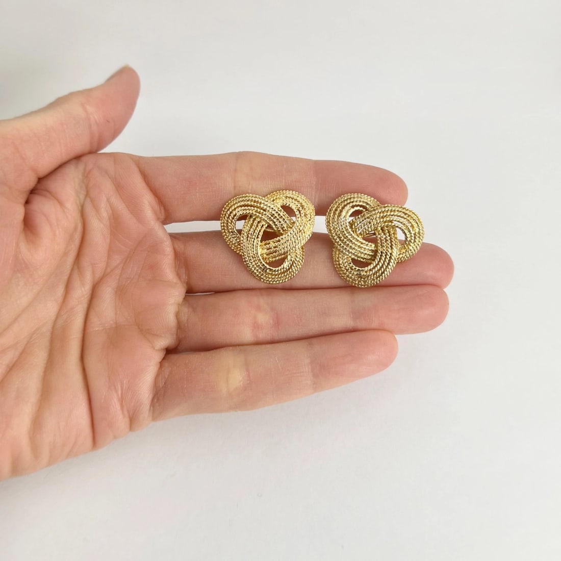 Vintage 1940's Woven Knot Drop Stud Earrings 14K Yellow Gold Screw Back, 8.87 Gr - 2