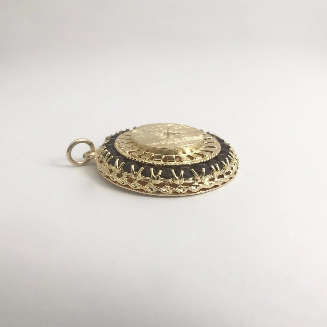 Vintage 1950's Red Spinel Gemstone Pendant Charm 13K Yellow Gold, 15.46 Grams - 8