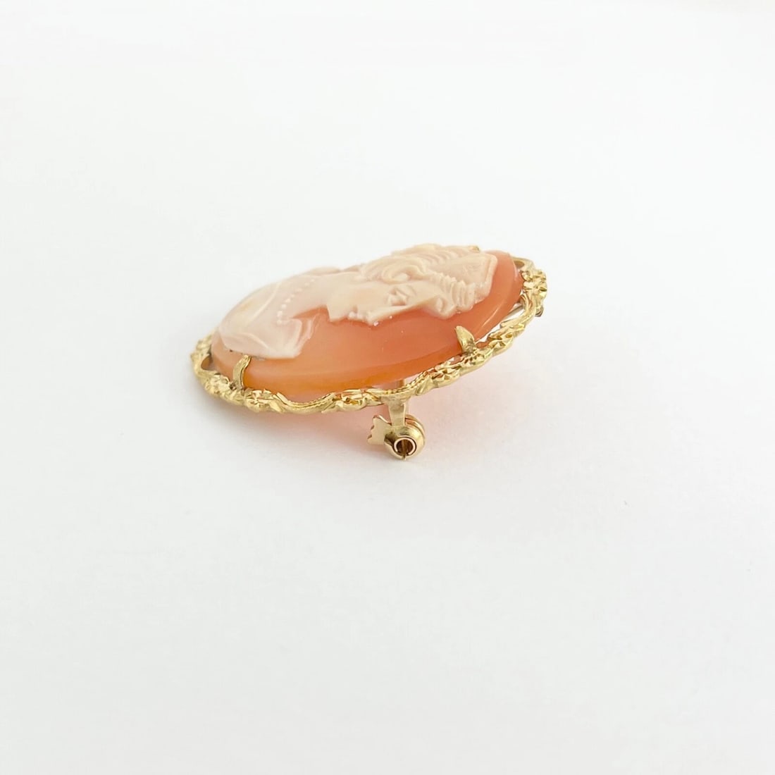 Antique 1920's Italian Cameo Pendant Brooch Pin 18K Yellow Gold, 7.57 Grams - 7