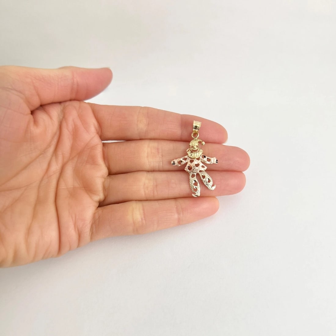 Vintage Tri-Color Clown Joker Pendant Charm 14K Yellow Rose White Gold, 1.72 Gr - 5