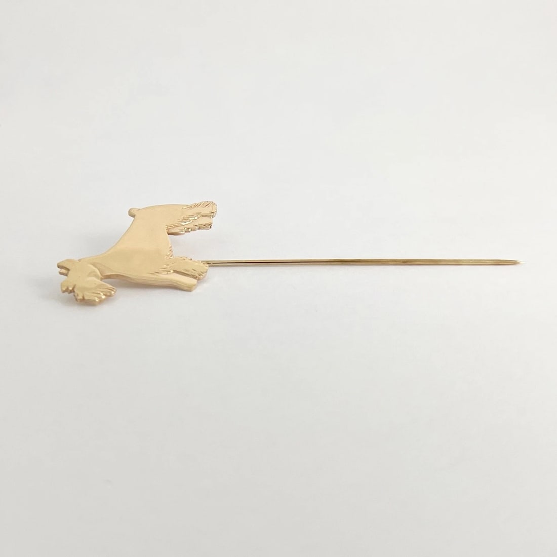Vintage 1960's Scottish Terrier Dog Lapel Stick Pin 14K Yellow Gold, 3.56 Grams - 4
