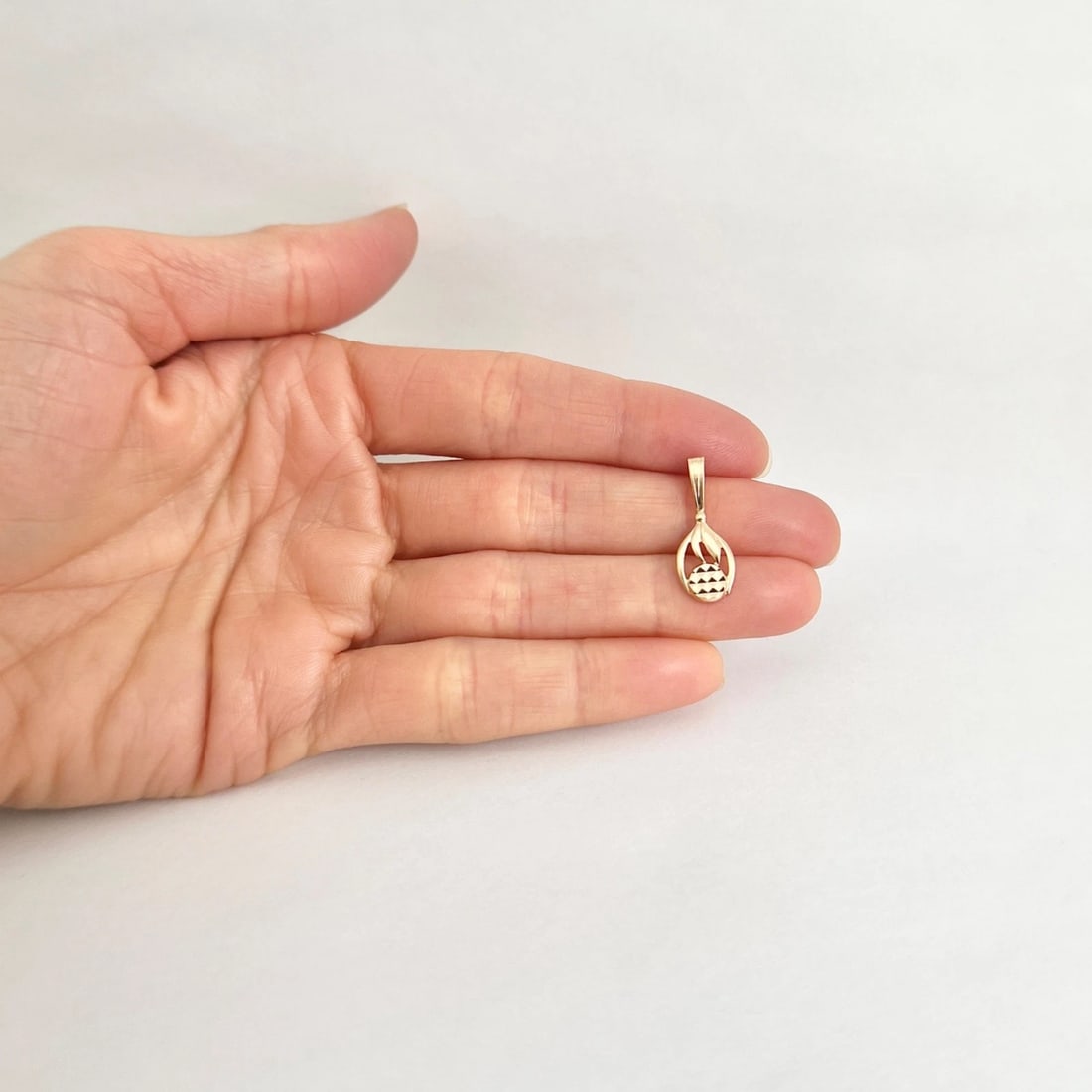 Vintage Teardrop Necklace Pendant Charm 14K Pink Rose Gold, 1.18 Grams - 2