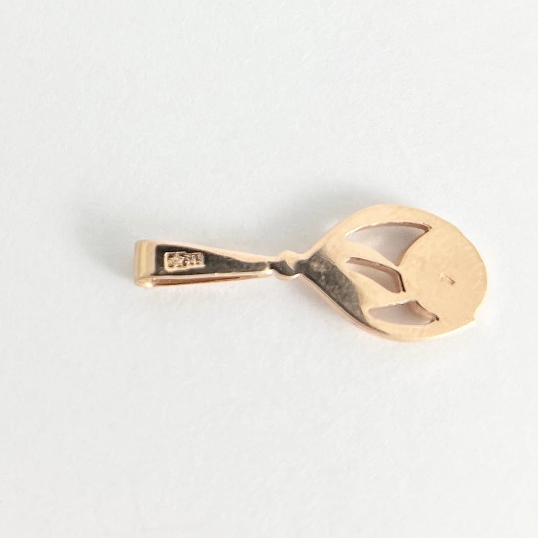 Vintage Teardrop Necklace Pendant Charm 14K Pink Rose Gold, 1.18 Grams - 6