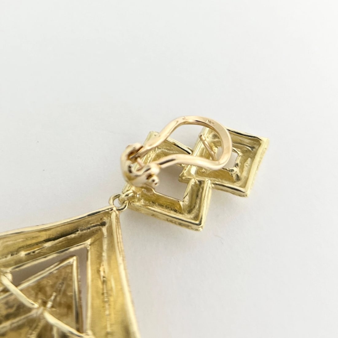 Vintage 1960's Long Geometric Dangle Drop Earrings 14K Yellow Gold, 29.36 Grams - 7