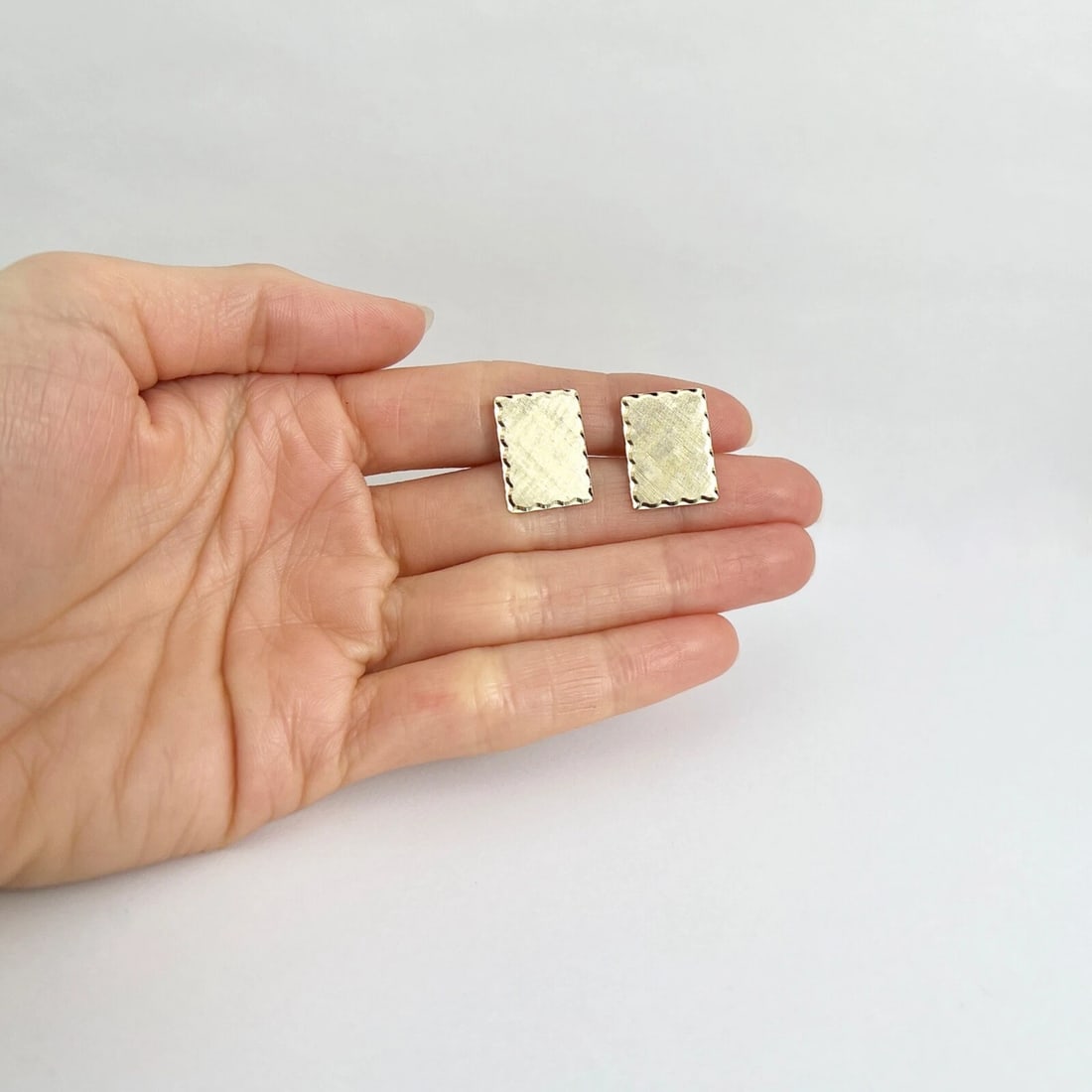 Vintage 1970's Textured Rectangle Cufflinks 14K Yellow Gold, 6.48 Gr - 3