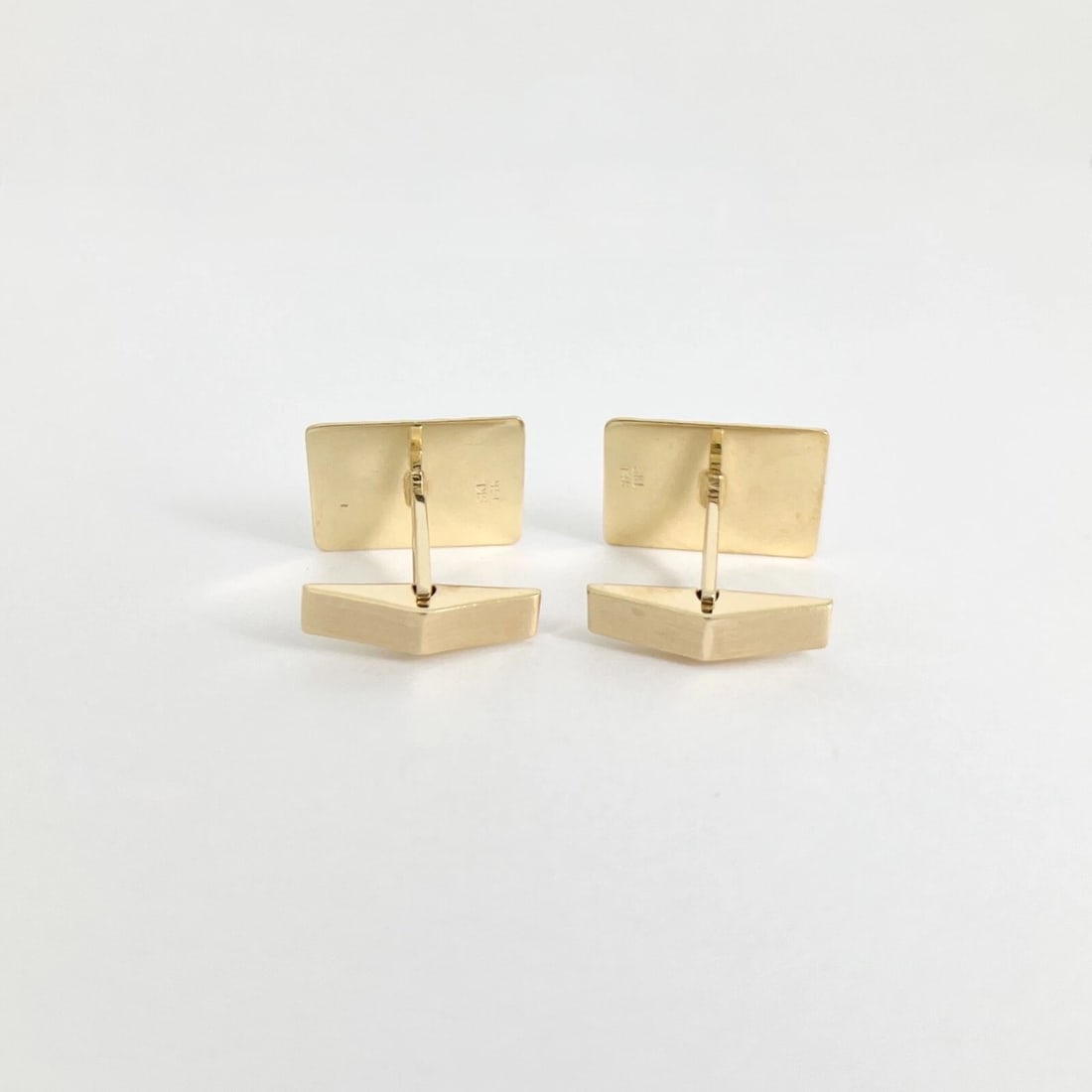 Vintage 1970's Textured Rectangle Cufflinks 14K Yellow Gold, 6.48 Gr - 7