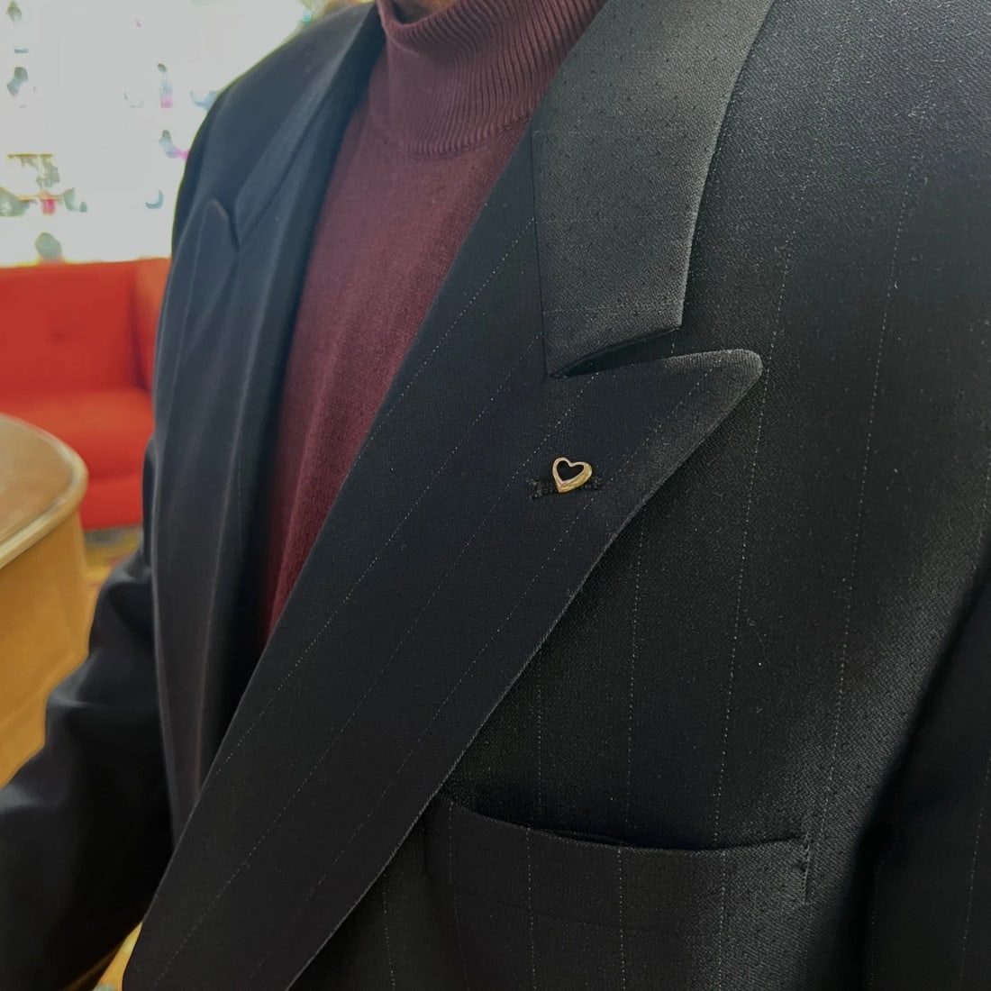 Vintage 1970's Open Heart Lapel Stick Pin 14K Yellow Gold, .92 Grams - 2