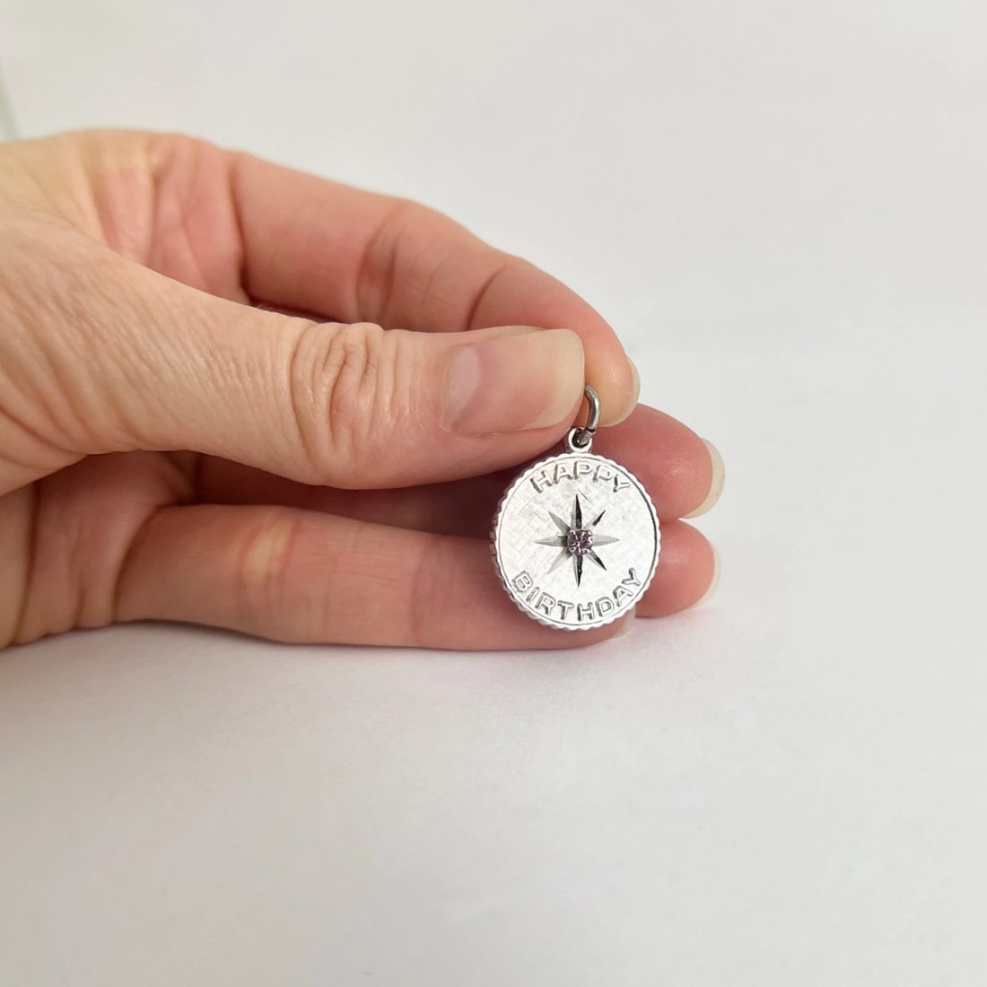 Vintage 1980's Happy Birthday Charm Pendant Silver, 3.22 Grams - 4