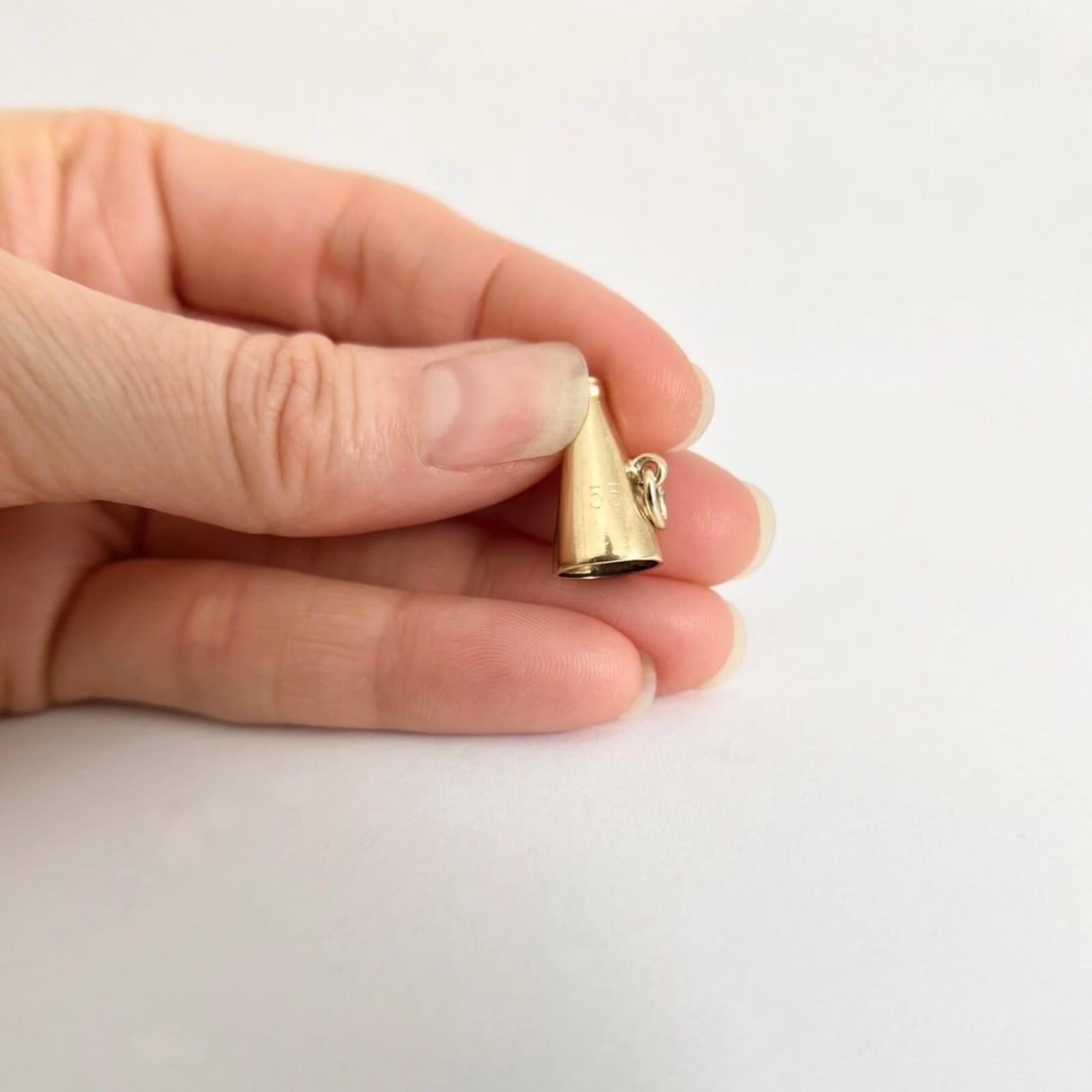 Vintage 1950's Cheerleader Megaphone Charm 14K Yellow Gold, 1.70 Grams - 2
