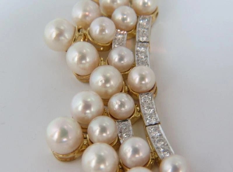 10.00ct Natural Diamonds & Akoya Pearls 18kt Necklace Opera Riviera Deco 12645** - 7